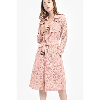 Spring Autumn England Style Trench coat Women High quality Lace Trench coat Ladies Classic double breasted Business Outerwear 
Spring Autumn England Style Trench coat Women High quality Lace Trench coat Ladies Classic double breasted Business Outerwear