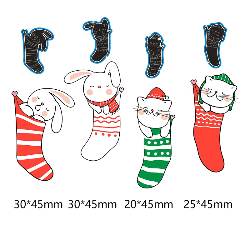 Metal Cutting Dies 4pcs christmas sock rabbit and cat new for decoration card DIY Scrapbooking stencil Paper Album template Dies
Metal Cutting Dies 4pcs christmas sock rabbit and cat new for decoration card DIY Scrapbooking stencil Paper Album template Dies