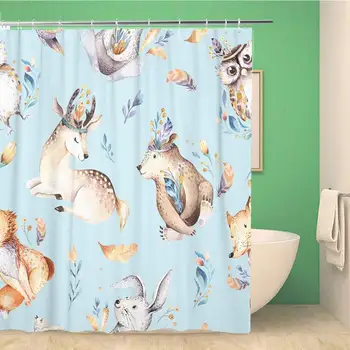 Bathroom Shower Curtain Baby Animals Nursery Bannies Watercolor Boho Cute Fox Deer Waterproof Bath Curtain Set with Hooks
Bathroom Shower Curtain Baby Animals Nursery Bannies Watercolor Boho Cute Fox Deer Waterproof Bath Curtain Set with Hooks