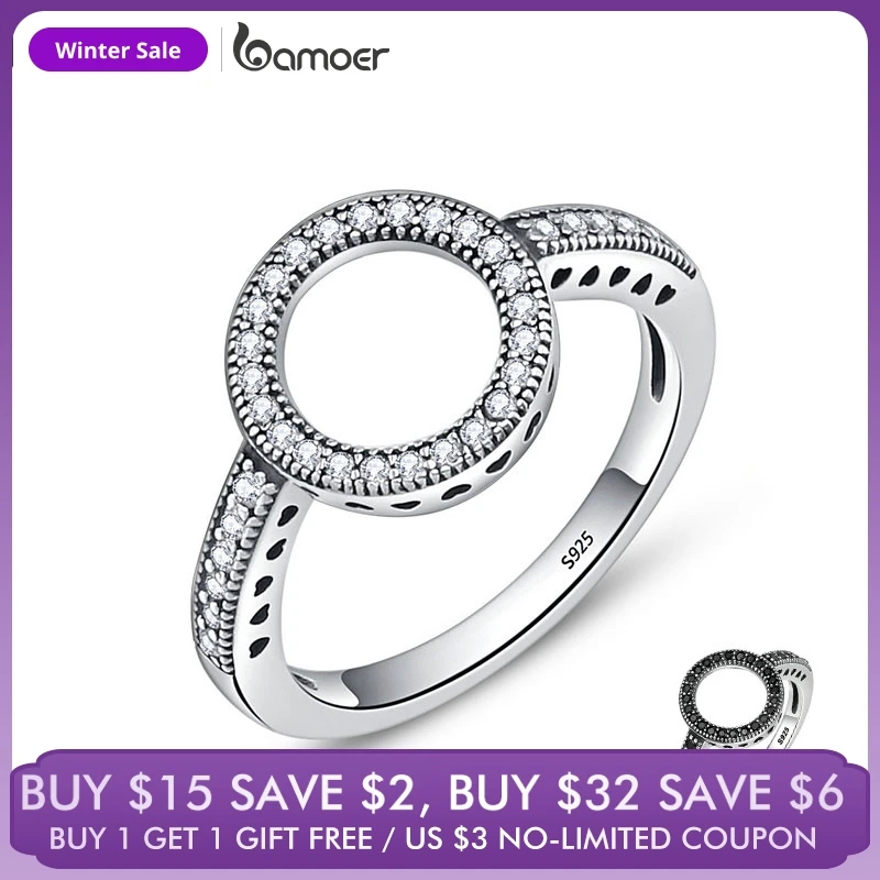 BAMOER 100% Genuine 925 Sterling Silver Forever Clear CZ Circle Round Finger Rings for Women Wedding Engagement Jewelry SCR041
BAMOER 100% Genuine 925 Sterling Silver Forever Clear CZ Circle Round Finger Rings for Women Wedding Engagement Jewelry SCR041