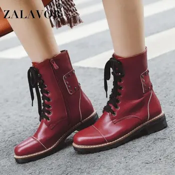 ZALAVOR Women Ankle Boots Autumn Winter Warm Fur Flats Shoes Women Fashion Rivets Lace Up Punk Flats Short Boots Size 33-43
ZALAVOR Women Ankle Boots Autumn Winter Warm Fur Flats Shoes Women Fashion Rivets Lace Up Punk Flats Short Boots Size 33-43