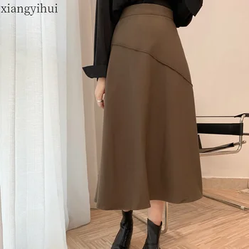 Coffee Vintage Temperament A Line Long Skirt New Autumn Women's Fashion Elegant Slim Skirt Solid Black Grey High Waist Skirts
Coffee Vintage Temperament A Line Long Skirt New Autumn Women's Fashion Elegant Slim Skirt Solid Black Grey High Waist Skirts
