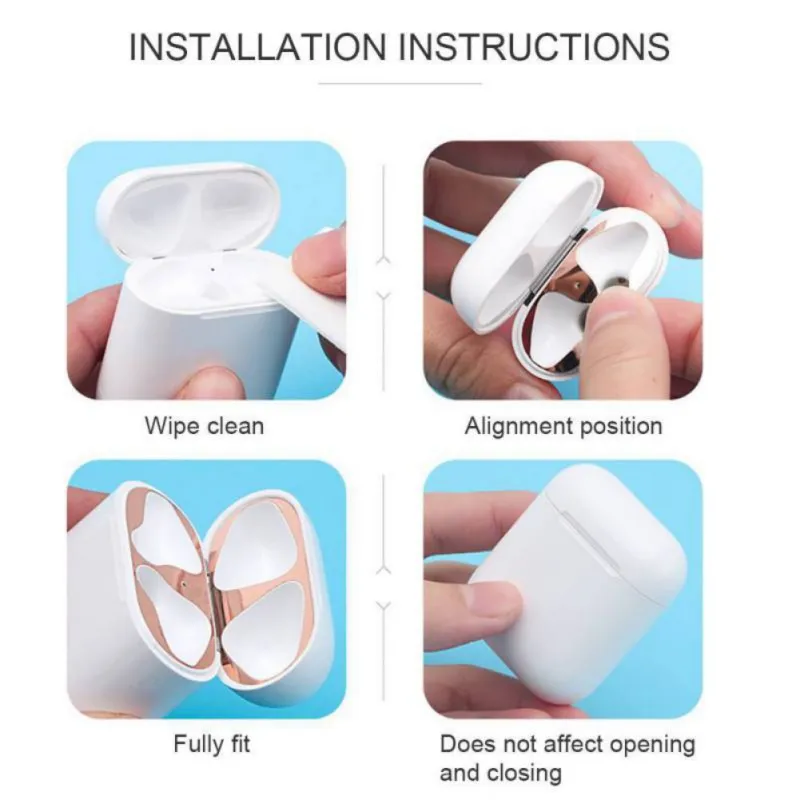 8 Colors Dust Guard for AirPods Metal Dustproof Protection Sticker Metallic Charging Case Protector Shell Skin Cover
8 Colors Dust Guard for AirPods Metal Dustproof Protection Sticker Metallic Charging Case Protector Shell Skin Cover