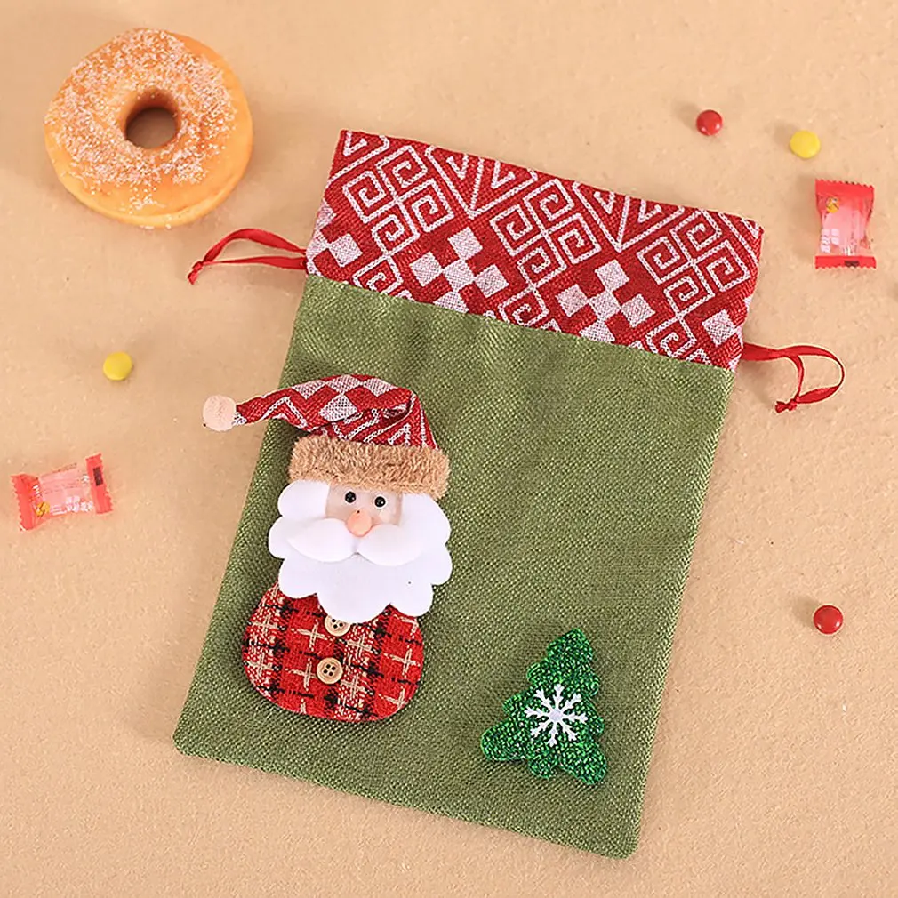 child burlap bundle apple bag candy cookie bag christmas gift
