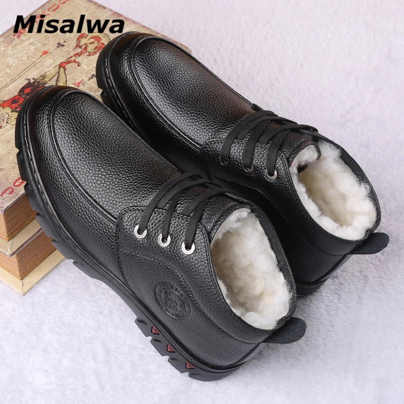 Misalwa Classic Men's Boots Wool Heat Insulation Winter High Top PU Leather Shoes for Middle-aged Elder Father's Warm Shoes
Misalwa Classic Men's Boots Wool Heat Insulation Winter High Top PU Leather Shoes for Middle-aged Elder Father's Warm Shoes