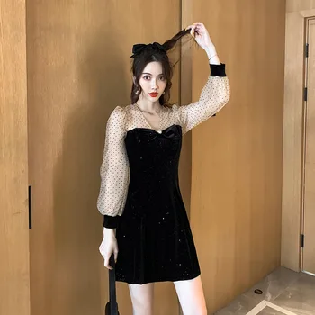 2020 nian Autumn and Winter jin si rong Mesh Black Dress Waist Hugging Slimming Debutante Elegant Hepburn Wind Black Dress
2020 nian Autumn and Winter jin si rong Mesh Black Dress Waist Hugging Slimming Debutante Elegant Hepburn Wind Black Dress