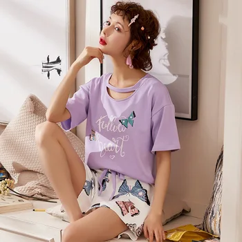 Pajamas Women Summer Thin Short-Sleeved Shorts Spring Autumn Cotton Two-Piece Home Service Pyjama Sleepwear Plus Size XXXXL
Pajamas Women Summer Thin Short-Sleeved Shorts Spring Autumn Cotton Two-Piece Home Service Pyjama Sleepwear Plus Size XXXXL