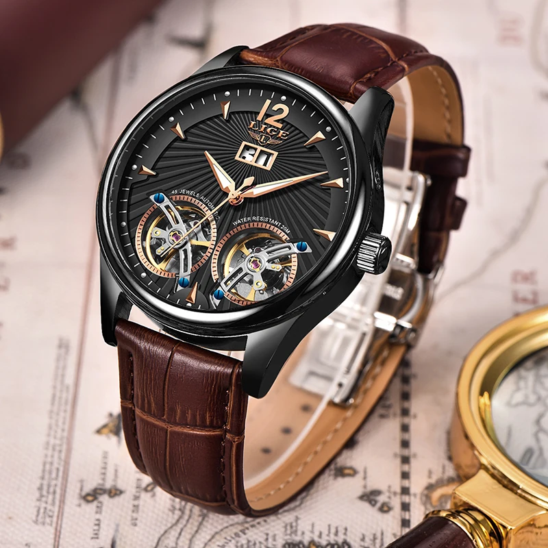 LIGE New Watch Business Watch Men Casual Leather Double Tourbillon Mechanical Clock Mens Watches Automatic Clock Relojes Hombre
LIGE New Watch Business Watch Men Casual Leather Double Tourbillon Mechanical Clock Mens Watches Automatic Clock Relojes Hombre