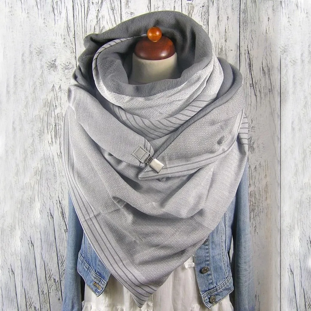 2020 Модный зимний женский шарф однотонный в горошек с пуговицами мягкая накидка