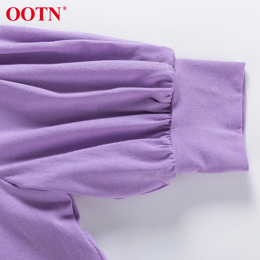 OOTN Elegant Purple T-Shirt Women Puff Sleeve Top Tshirt Ladies Office Work Casual O Ncek Solid Spring Summer Tee T Shirt Femme