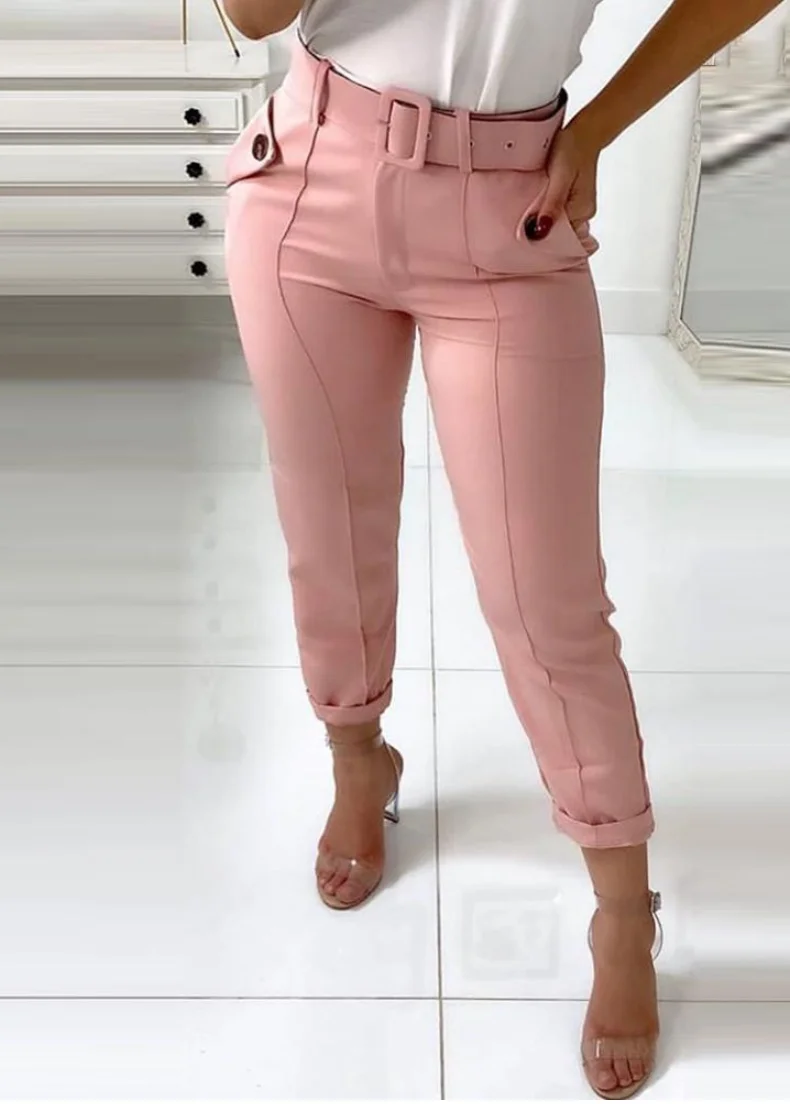 Pocket design buttoned casual pants Clearance