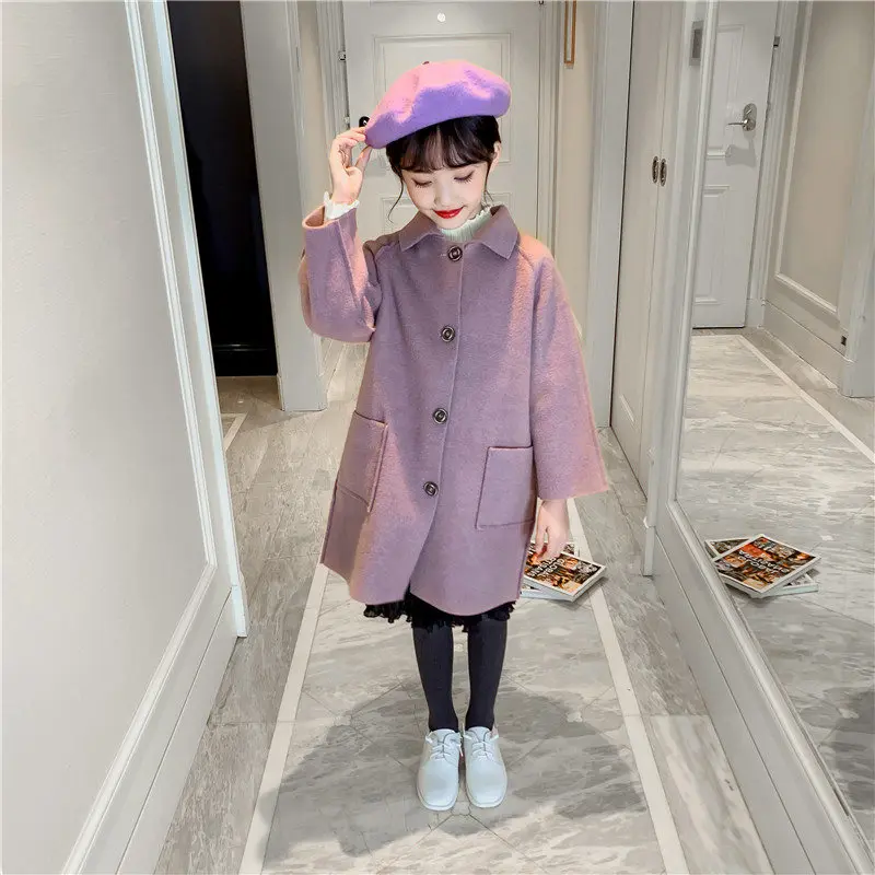 Baby Girls Autumn Windbreaker Wool Coat Fashion Long Sleeve Jacket Soild Single-breasted Outwear High Quality Long Coat 4-13T 
Baby Girls Autumn Windbreaker Wool Coat Fashion Long Sleeve Jacket Soild Single-breasted Outwear High Quality Long Coat 4-13T