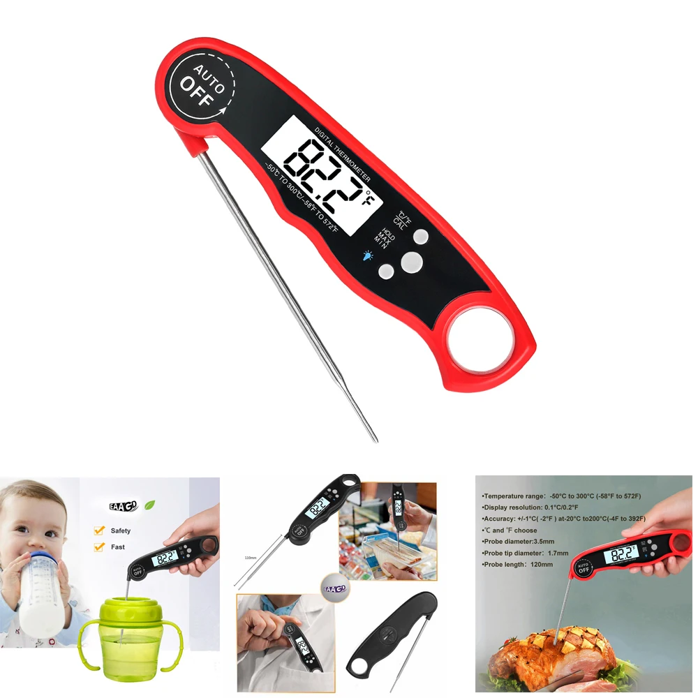 Digital Instant Read Thermometer - Waterproof, Calibration function, Fast Response Time, Large LCD, Kitchen Cooking Thermometer
Digital Instant Read Thermometer - Waterproof, Calibration function, Fast Response Time, Large LCD, Kitchen Cooking Thermometer