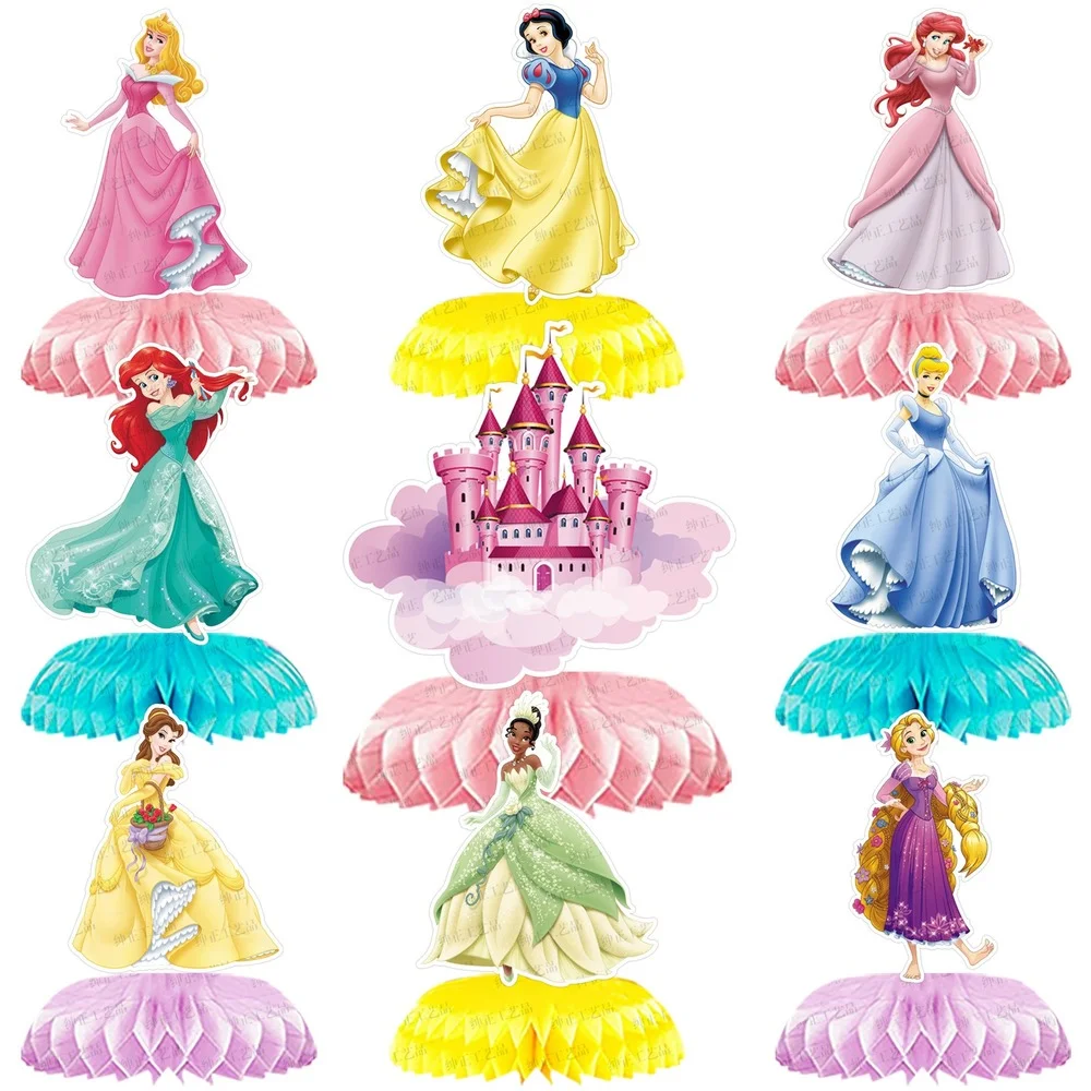 9pcs Disney Princess Honeycomb Ball Desktop Decoration Paper Fan Kids Birthday Party Baby Shower Toys | Дом и сад