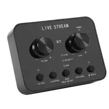 X7 Live Sound Card External USB Sound Card Multiple Sound Effects Audio Box Voice Changer Sound Card Mixer for Mobile Phones
X7 Live Sound Card External USB Sound Card Multiple Sound Effects Audio Box Voice Changer Sound Card Mixer for Mobile Phones