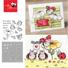 Mp077 pouco joaninha metal corte dados e selos estênceis para diy scrapbooking álbum carimbo cartão de papel em relevo novo 2019(China)