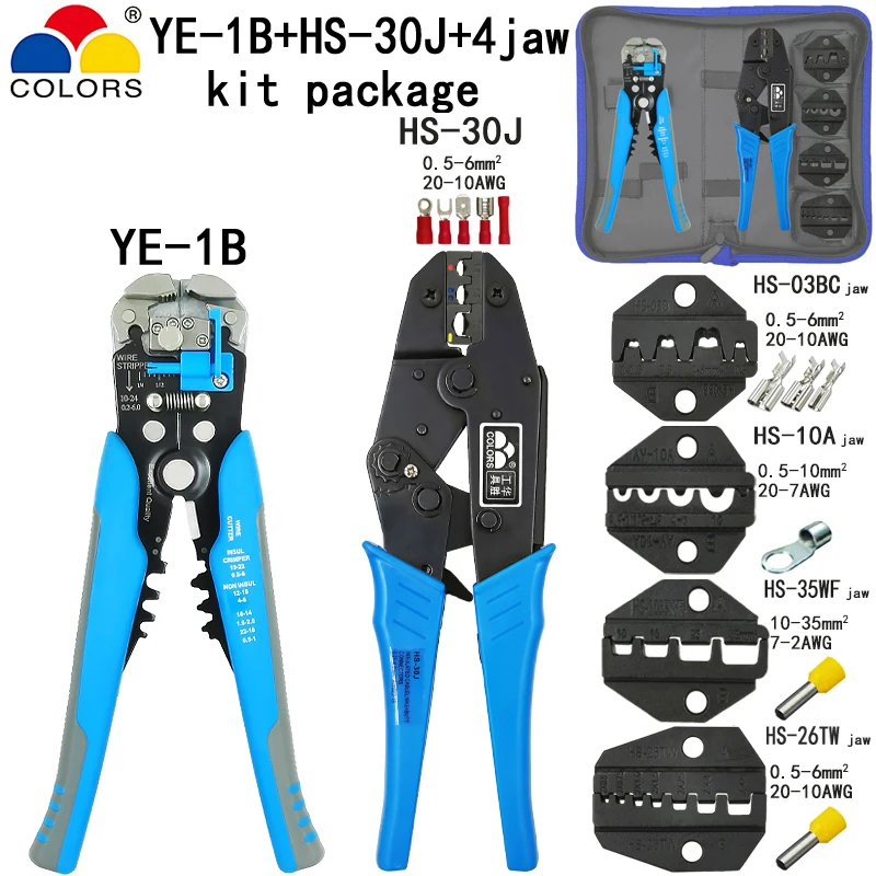 Crimping Pliers Pulg Terminals Tools Kit Wire Stripper Combination Multi Functional Mini COLORS Carbon Steel Electrical HS-30J
Crimping Pliers Pulg Terminals Tools Kit Wire Stripper Combination Multi Functional Mini COLORS Carbon Steel Electrical HS-30J