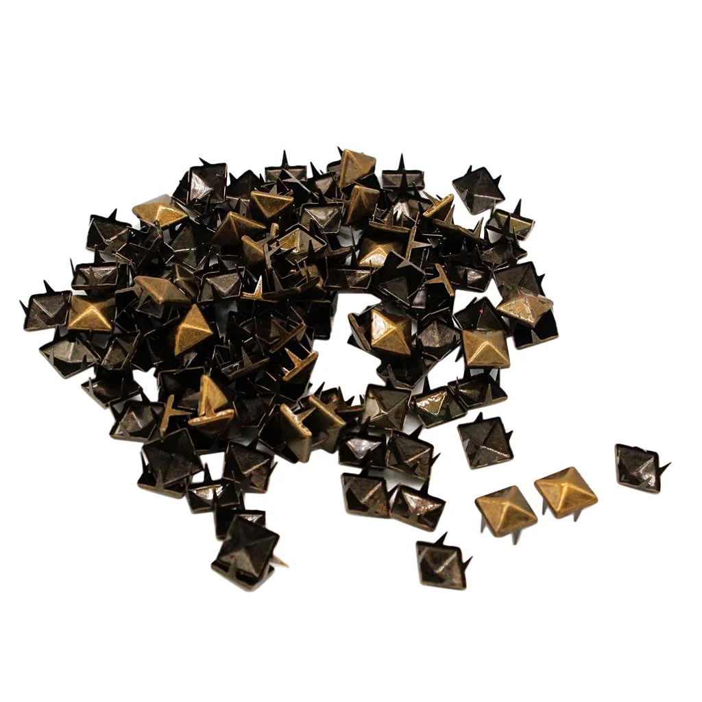 100 Sets Metal Square Pyramid Rivet Stud Spikes For Clothes Shoes Bags Decor 10mm 100 Sets Metal Square Pyramid Rivet Stud Spikes For Clothes Shoes Bags Decor 10mm