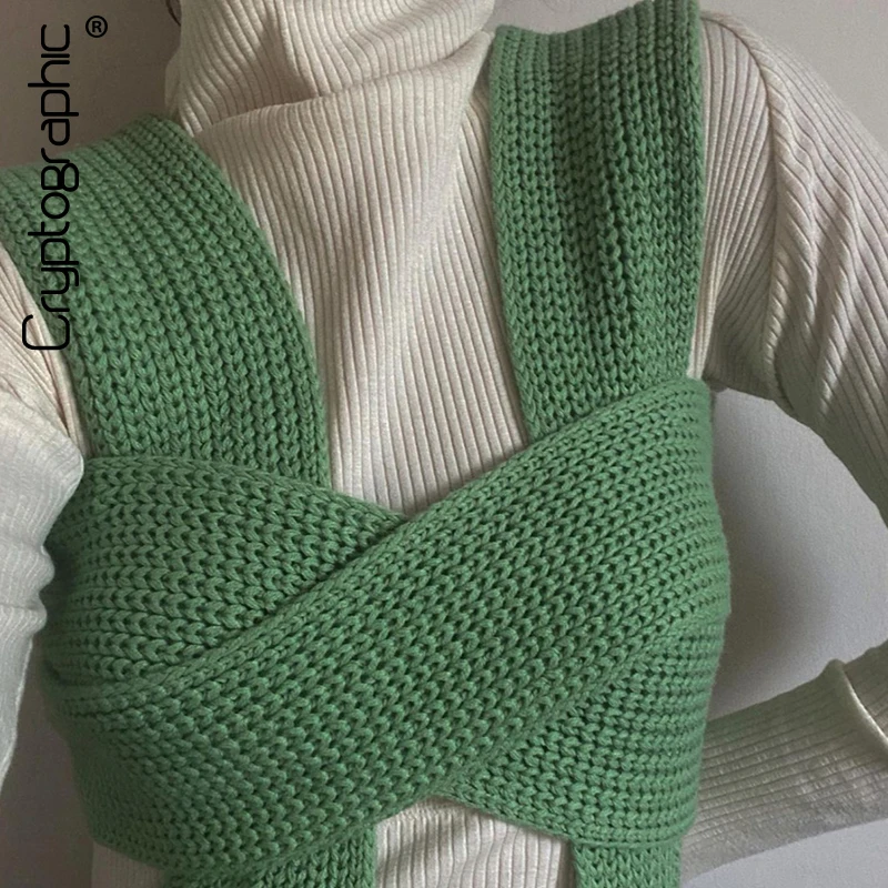Cryptographic Fall Winter Knitted Crop Tops Sweaters Sleeveless Pullover Female Bandage Sweater Solid Chic Fashion Top Women 
Cryptographic Fall Winter Knitted Crop Tops Sweaters Sleeveless Pullover Female Bandage Sweater Solid Chic Fashion Top Women