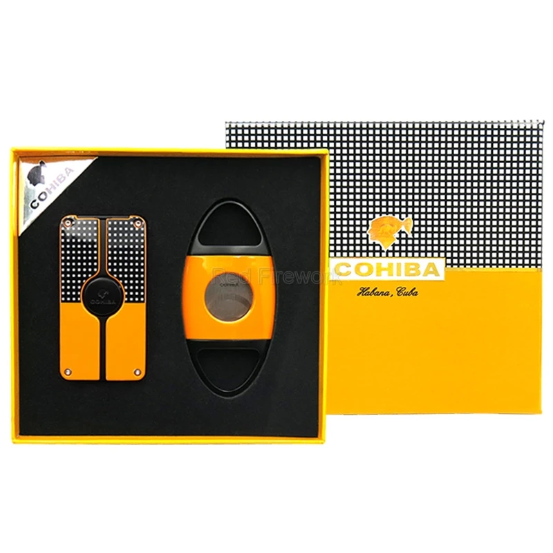 COHIBA High Grade WindProof Cigar & Cigarette Lighter Metal Cigar Cutter 3 Torch Smoking Fire Lighters With Gift Set
COHIBA High Grade WindProof Cigar & Cigarette Lighter Metal Cigar Cutter 3 Torch Smoking Fire Lighters With Gift Set