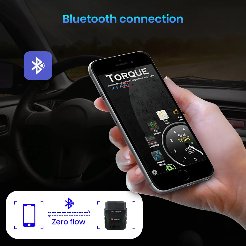 Автомобильный мини сканер Junsun OBD 2 Bluetooth 5 0 V1.5/V2.1 для Android IOS автомобильный