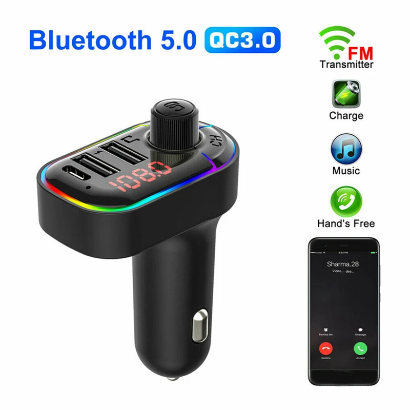 RGB Ambient Light Car MP3 Player Bluetooth 5.0 FM Transmitter Wireless Handsfree Car Kit with Dual 3.1A USB Type C Charger
RGB Ambient Light Car MP3 Player Bluetooth 5.0 FM Transmitter Wireless Handsfree Car Kit with Dual 3.1A USB Type C Charger