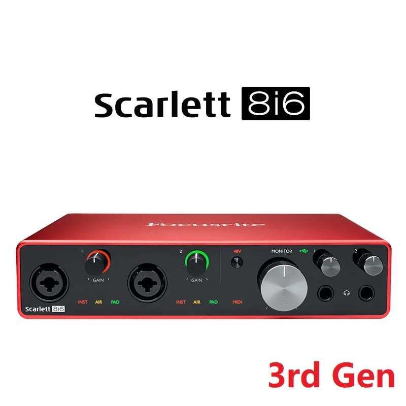 

Focusrite Scarlett 8i6 3rd Gen. 8 in/6 out external USB recording sound card arranger electric guitar audio interface