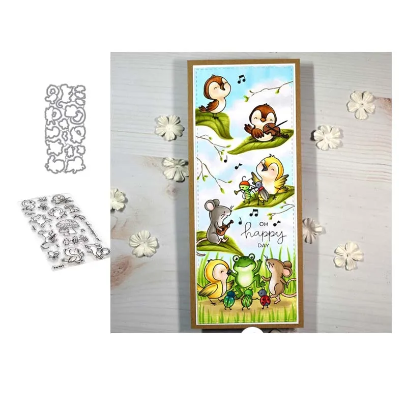 Animals Bird Music Party Rubber Stamps and Metal Cutting Dies for Scrapbooking Craft Stencil Card Making Album Sheet Decoration
Animals Bird Music Party Rubber Stamps and Metal Cutting Dies for Scrapbooking Craft Stencil Card Making Album Sheet Decoration