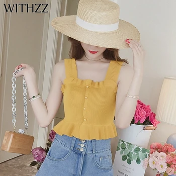 WITHZZ Spring and Summer Sweet Short Outfit Wide Camisole Women's Sleeveless Knitted Tops
WITHZZ Spring and Summer Sweet Short Outfit Wide Camisole Women's Sleeveless Knitted Tops