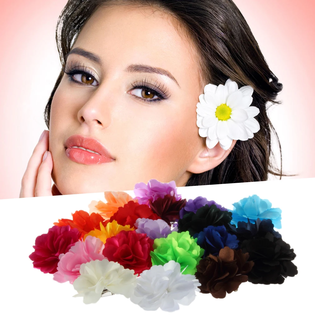 Multi-color use Woman Lady Satin Peony Flower Hair Clip Brooch Breastpin Artificial Flower For Wedding Decoration DIY Wreath
