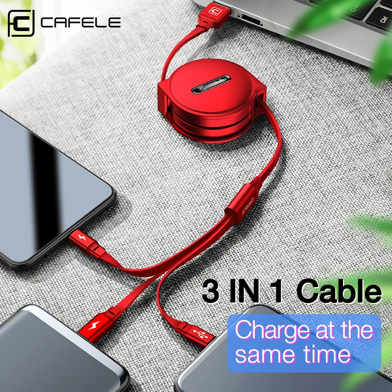 CAFELE 3 in 1 Retractable USB Cable Micro Type C 8 Pin USB cable for iPhone samsung xiaomi Data Sync USB Cable for Huawei 110cm
CAFELE 3 in 1 Retractable USB Cable Micro Type C 8 Pin USB cable for iPhone samsung xiaomi Data Sync USB Cable for Huawei 110cm