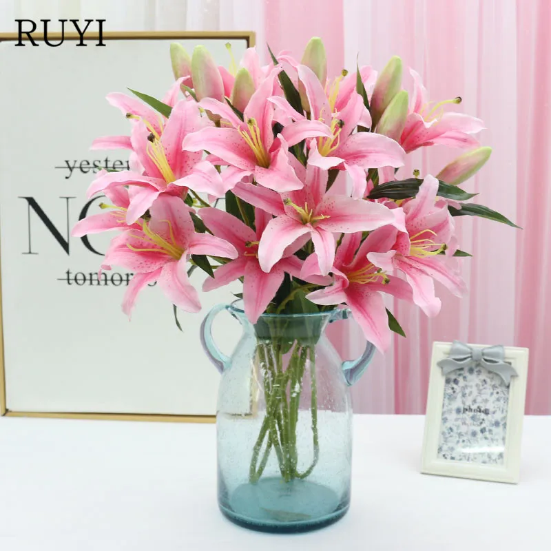 77cm Big Size 6 Heads Perfume lily Wedding Decoration Artificial Flower Lily Flower Bouquet for Home Decoration Fake flower
77cm Big Size 6 Heads Perfume lily Wedding Decoration Artificial Flower Lily Flower Bouquet for Home Decoration Fake flower