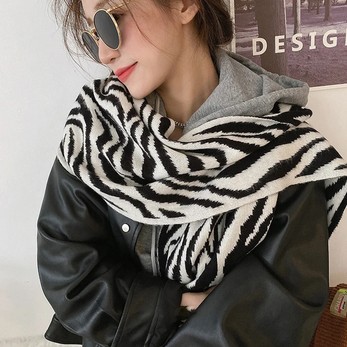 Autumn Winter Korean Style Scarf Shawl Zebra Pattern Weave Wool Soft Scarf Wrap Skin-friendly Dual Use Scarf Warm Women
Autumn Winter Korean Style Scarf Shawl Zebra Pattern Weave Wool Soft Scarf Wrap Skin-friendly Dual Use Scarf Warm Women