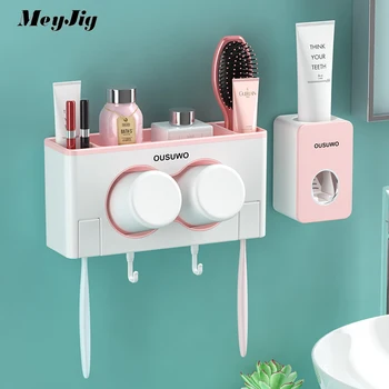 Bathroom Accessories Set Toothbrush Holder Automatic Toothpaste Dispenser Holder Multi-function Toothbrush Cup Holder Rack
Bathroom Accessories Set Toothbrush Holder Automatic Toothpaste Dispenser Holder Multi-function Toothbrush Cup Holder Rack