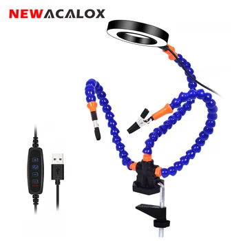 NEWACALOX Tabletop Clamp Base Helping Hands Soldering Third Hand Tool with 3X LED Illuminated Magnifying Glass PCB Board Holder
NEWACALOX Tabletop Clamp Base Helping Hands Soldering Third Hand Tool with 3X LED Illuminated Magnifying Glass PCB Board Holder