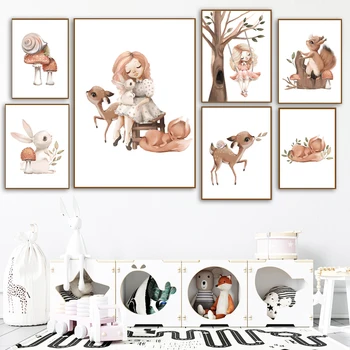 Cartoon Cute Girl Rabbit Deer Fox Mushroom Wall Art Canvas Painting Nordic Posters And Prints Wall Pictures Baby Kids Room Decor 
Cartoon Cute Girl Rabbit Deer Fox Mushroom Wall Art Canvas Painting Nordic Posters And Prints Wall Pictures Baby Kids Room Decor