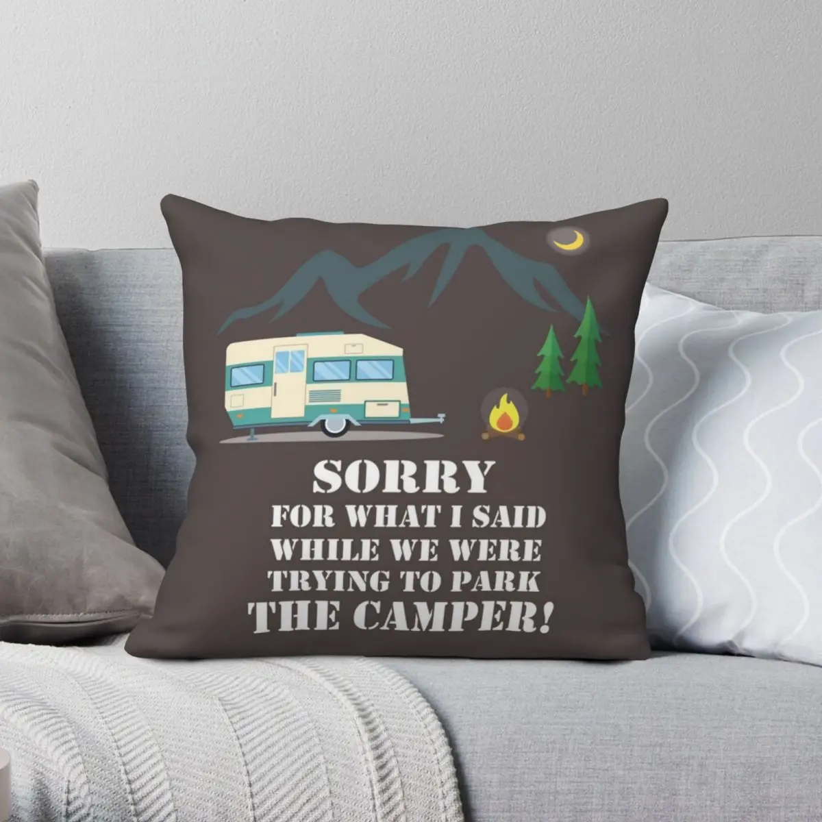 

RV Camper Parking Sorry For What I Said Square Pillowcase Polyester Linen Velvet Zip Decorative Throw Pillow Case Bed Cushion