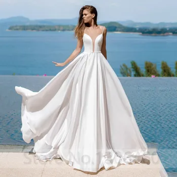 Summer Silk Chiffon Beach A-Line Boho Wedding Gowns With Spaghetti Straps Sexy Backless Vestido De Novia Princess Bridal Dress
Summer Silk Chiffon Beach A-Line Boho Wedding Gowns With Spaghetti Straps Sexy Backless Vestido De Novia Princess Bridal Dress