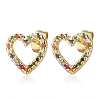 100% Real Micro Pave Heart Colorful CZ Stud Earrings for Women Cubic Zirconia Women Stud Earring Classic Female Jewelry
100% Real Micro Pave Heart Colorful CZ Stud Earrings for Women Cubic Zirconia Women Stud Earring Classic Female Jewelry