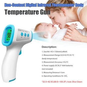 Non-Contact Digital Infrared Thermometer Auto Power-off Body Temperature Gun 32.0~42.9°C(89.6~109.2°F)
Non-Contact Digital Infrared Thermometer Auto Power-off Body Temperature Gun 32.0~42.9°C(89.6~109.2°F)