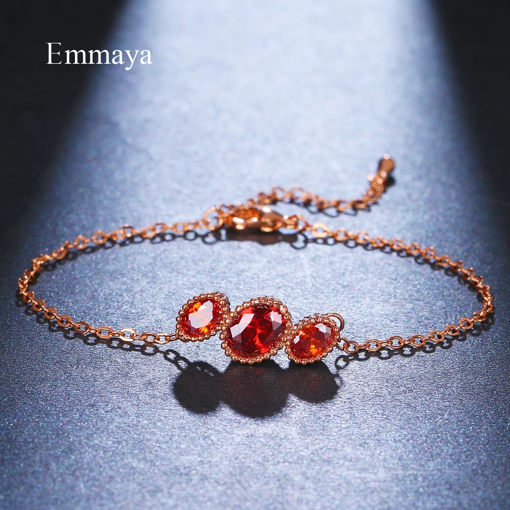 EMMAYA Charming Bangle Simplicity Style Adjustable Bracelet With Three Muliticolor Zirconia For Female Fashion Jewelry In Party | Украшения