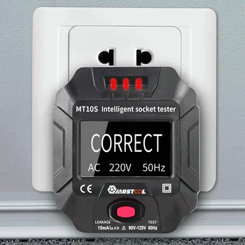 MUSTOOL MT10S/MT10E Socket Outlet Tester Voltage Meters Intelligent Detection Display Voltage Frequency RCD Tester 90-250V
MUSTOOL MT10S/MT10E Socket Outlet Tester Voltage Meters Intelligent Detection Display Voltage Frequency RCD Tester 90-250V