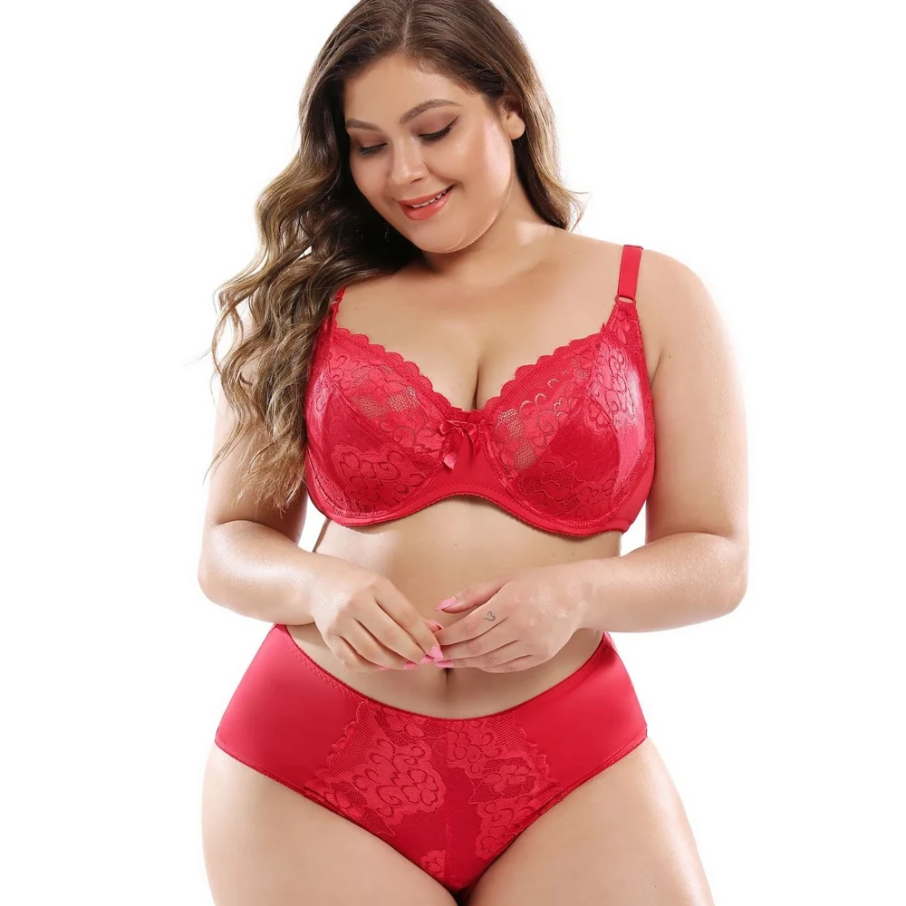 Plus Size Women Bra Set Female Lingeries Full Cup Unlined Bra and Panty Set Ultra Thin Panty Floral Lace 6 Colors C D DD E F
Plus Size Women Bra Set Female Lingeries Full Cup Unlined Bra and Panty Set Ultra Thin Panty Floral Lace 6 Colors C D DD E F