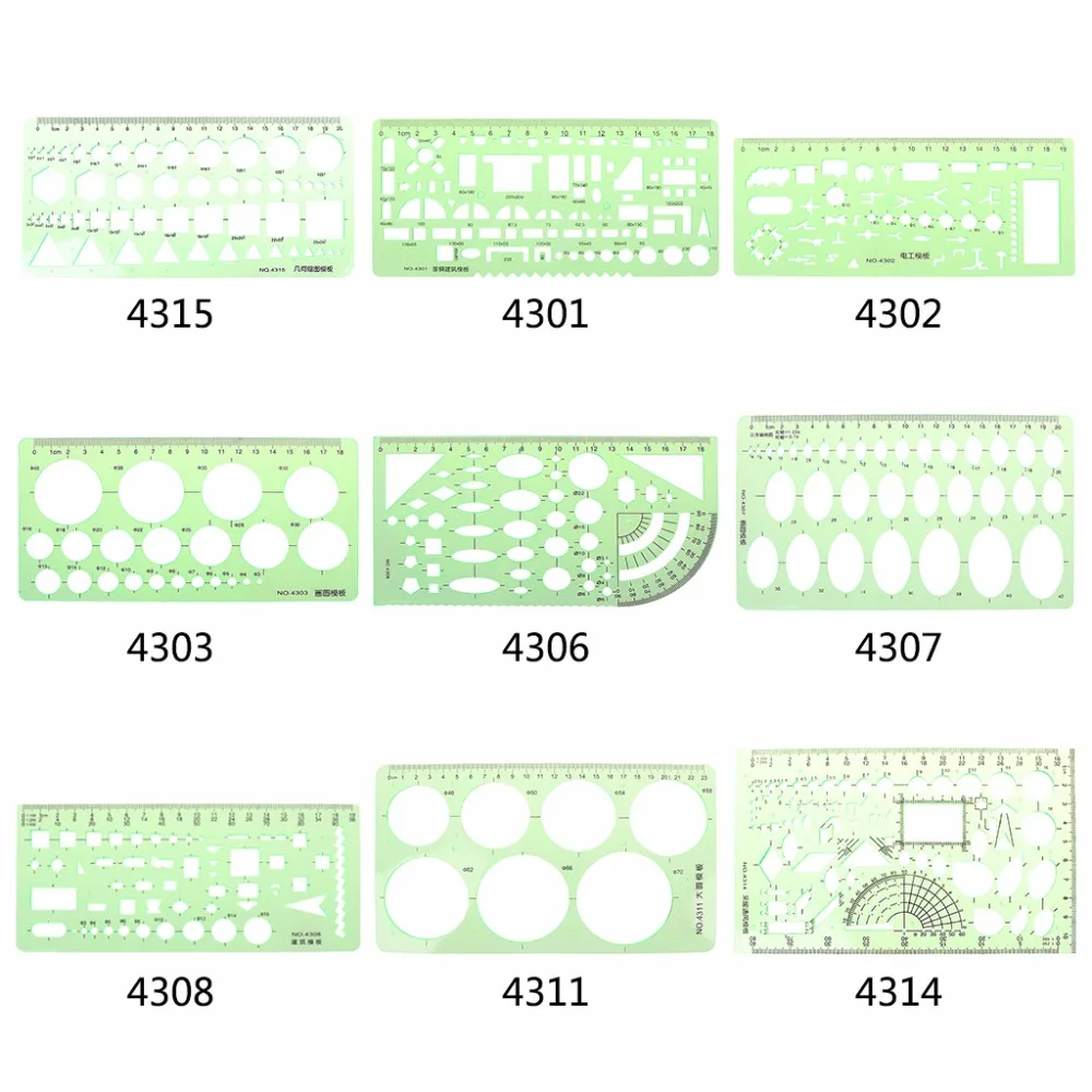 9 different rulers Green Plastic Circles Geometric Template Ruler Stencil Measuring Tool Students
9 different rulers Green Plastic Circles Geometric Template Ruler Stencil Measuring Tool Students