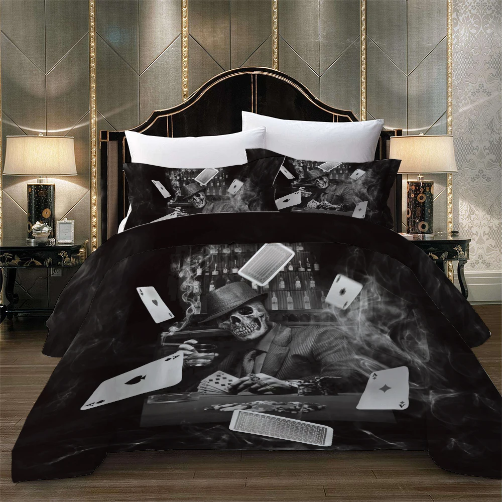 Modern Luxury Bedding Set Single Double King Size with pillowcase bed set 3D Print skull poker of Bedding Cover Suit
Modern Luxury Bedding Set Single Double King Size with pillowcase bed set 3D Print skull poker of Bedding Cover Suit