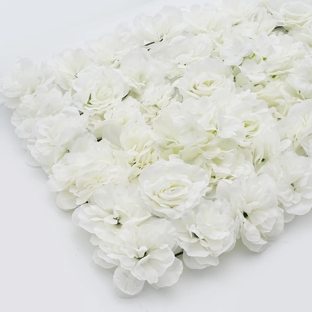 2pieces Silk Artificial Flower Wall Panel Wedding Venue Shop Window Decor Cream 2pieces Silk Artificial Flower Wall Panel Wedding Venue Shop Window Decor Cream