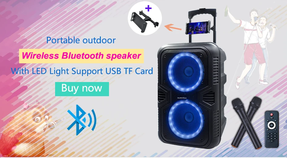 Karaoke Abend Party PA System Bluetooth USB MP3 Verstärker Bass Big Light 