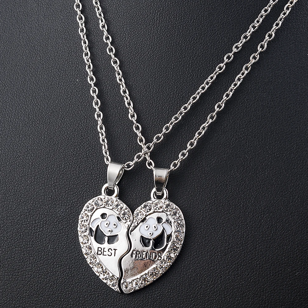best friend gift heart gold silver rhinestone 2