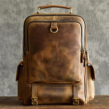Crazy Horse Leather Mens Backpack Retro Style 14 Inch Laptop Backpack Men Leather Travel Backpack
Crazy Horse Leather Mens Backpack Retro Style 14 Inch Laptop Backpack Men Leather Travel Backpack