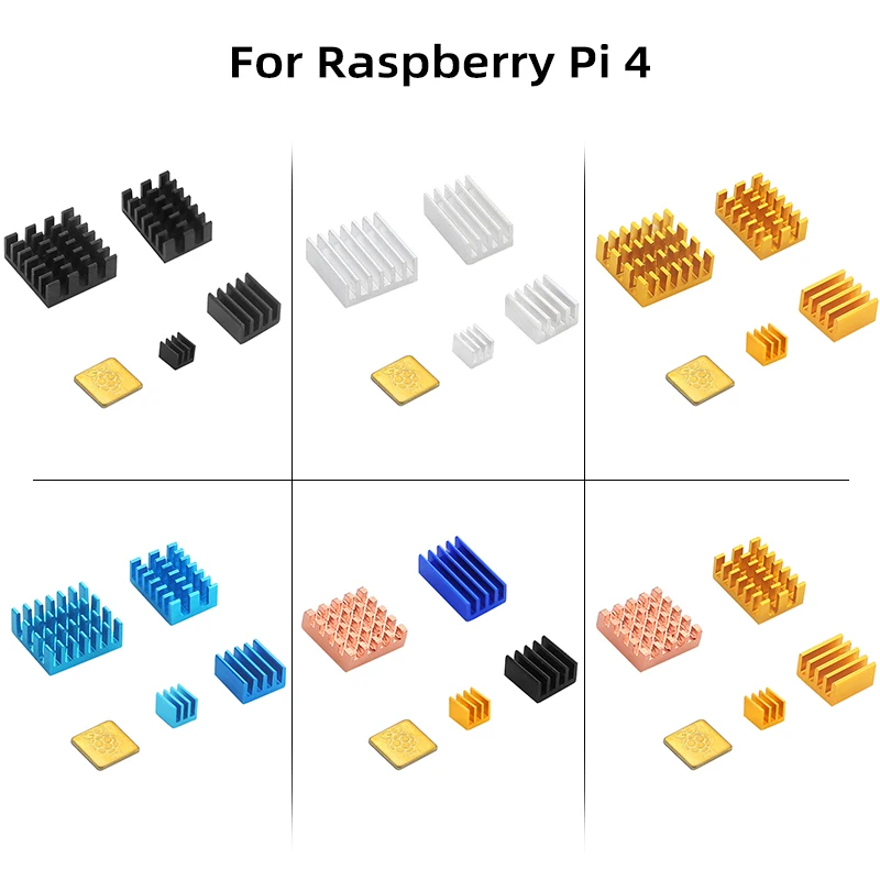 5 шт. Raspberry Pi 4 теплоотвод Алюминий сплав радиатор Медь кулер Наборы пассивный